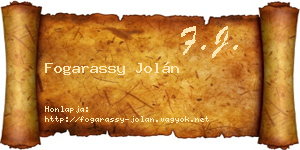 Fogarassy Jolán névjegykártya